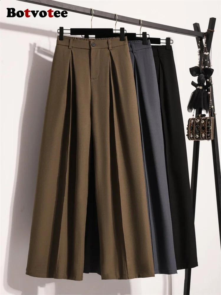 Botvotee Womens Wide Leg Dress Pants High Waist Flowy Trousers Elastic Back Elegant Office Casual Chic 250911