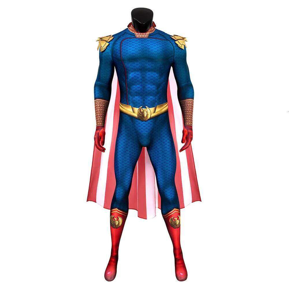 Fantasy Male Men Homelander Cosplay Jump suit Cloak Movie The Boys Roleplay Costu me Outfits Halloween Carnival Party Fancy Suit