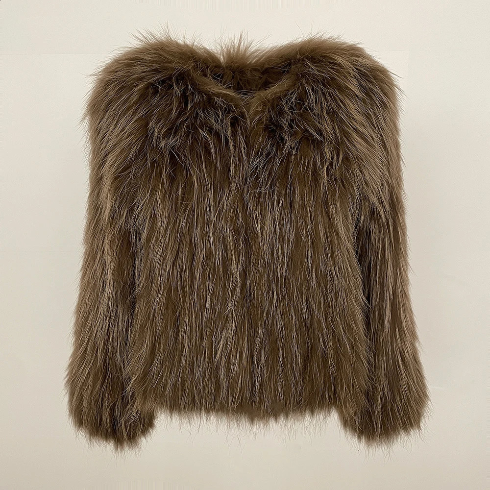 Warm Fur Jacket Daily Commuting Doublesided Fashion Thickened Woven Women Autumn Winter Natural Raccoon 250911