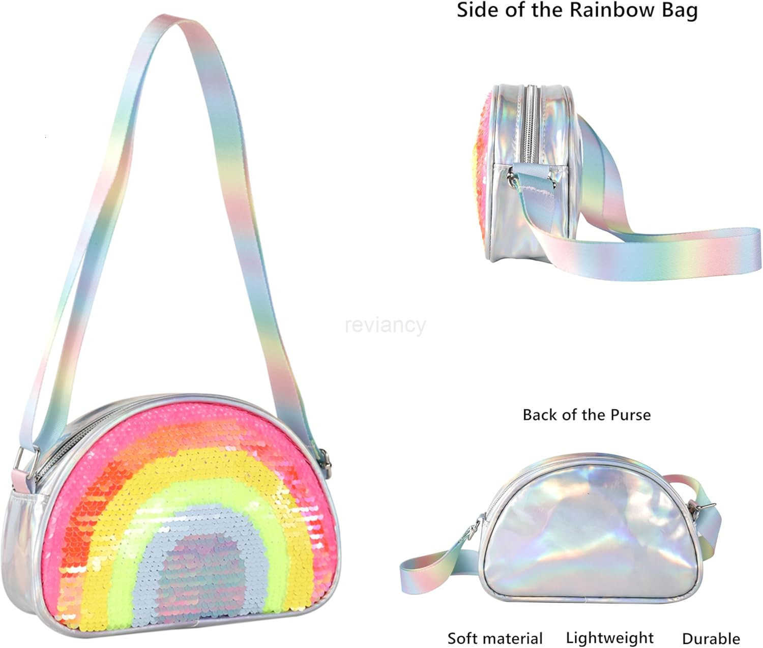 Girls Crossbody Bag Trendy Rainbow Purse with Multiple Compartments for Toddlers to TeensW250911
