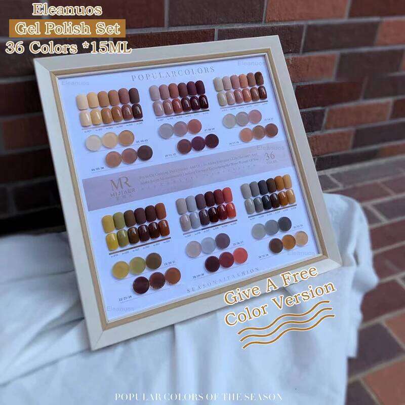 Eleanuos 15Ml Polishing Polish 36 Color Orange Yellow Brown Gold Shiny Autumn And Winter Immersion Gel Nail DIY Salon