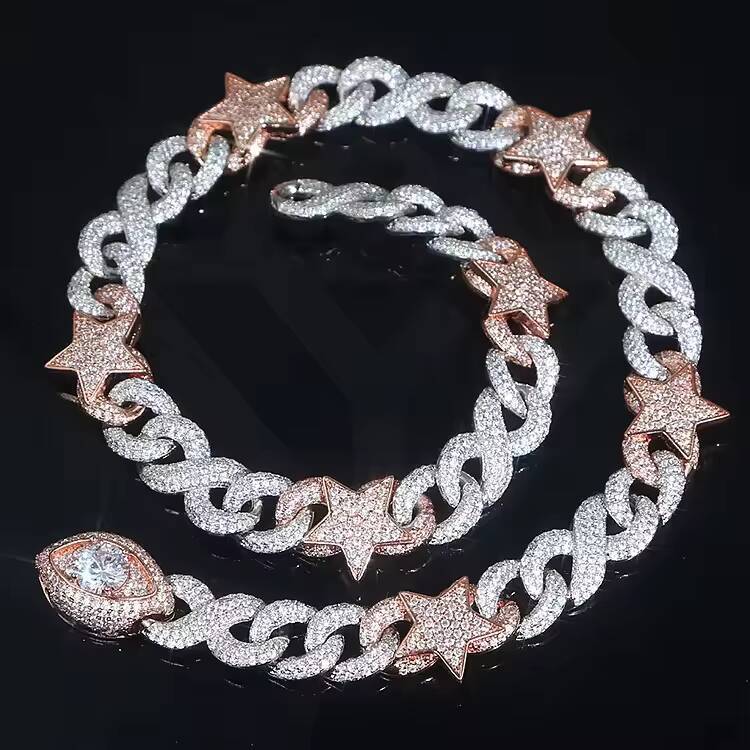Hip Hop Rose Gold Plated 18MM Cuban Link Chain for Men Iced Out CZ Diamond for Wedding or Gift
