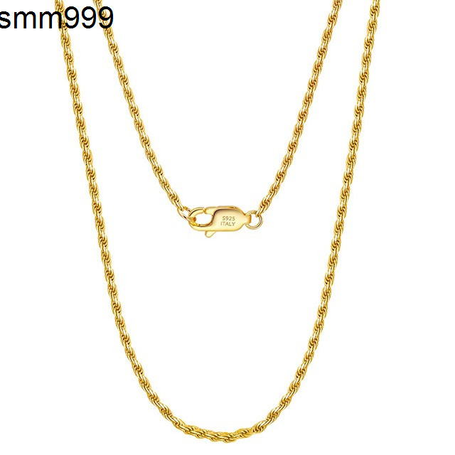 Custom Hiphop Rope Chain 1233mm Solid 925 Sterling Silver 18k Gold Plated Cuban Link Twisted Necklace Wholesale for Women Men