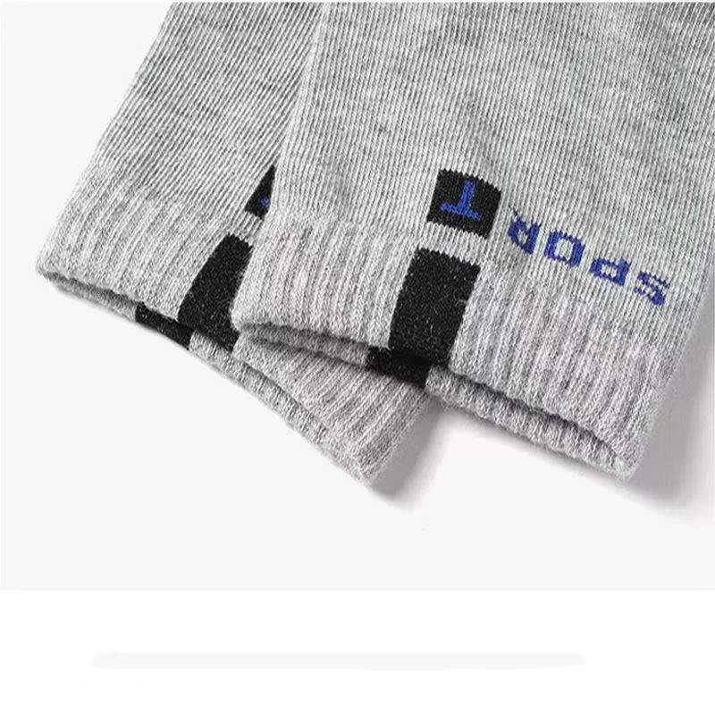 5 Pairs Cotton Sock for Men Sport Breathable Soft Letter Fashion Sneakers High Elastic Middle Tube Stocking Towel Sox Summer D250911