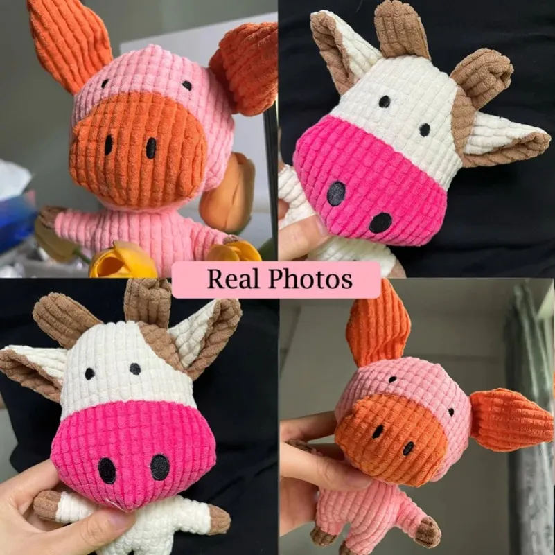 Pets Funny Interactive Squeaky Toys Plush Dog Toy Cow/Pig Shape Stuffed Dog Chew Toy Supplies