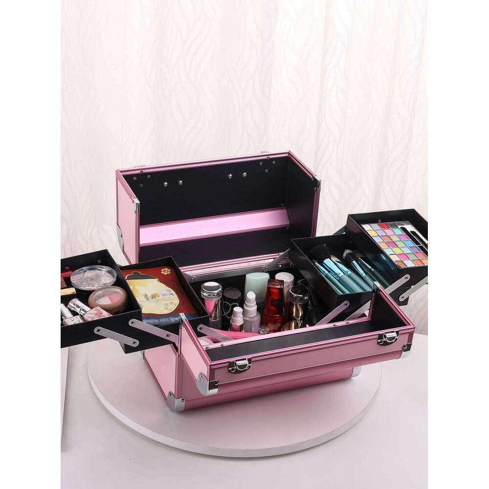 Train Aluminum Alloy Pedicure Tool with Handle Cosmetic Box Portable Makeup Case Organizer