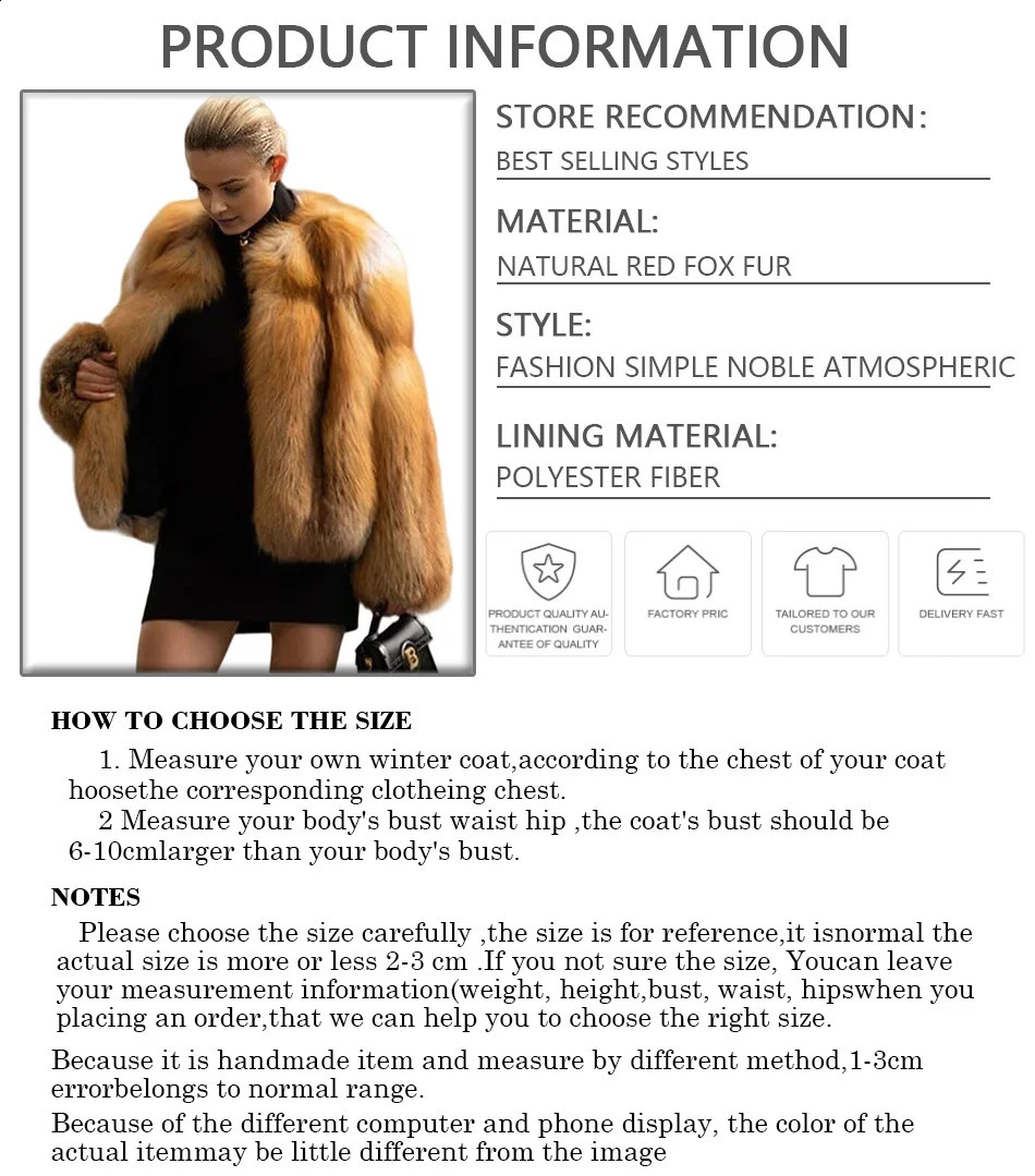 Red Fox Fur Coat With Round Collar Short Real Fur Coat For Women Cropped Fur Jacket High Quality Genuine Leather Fur Jackets 250910