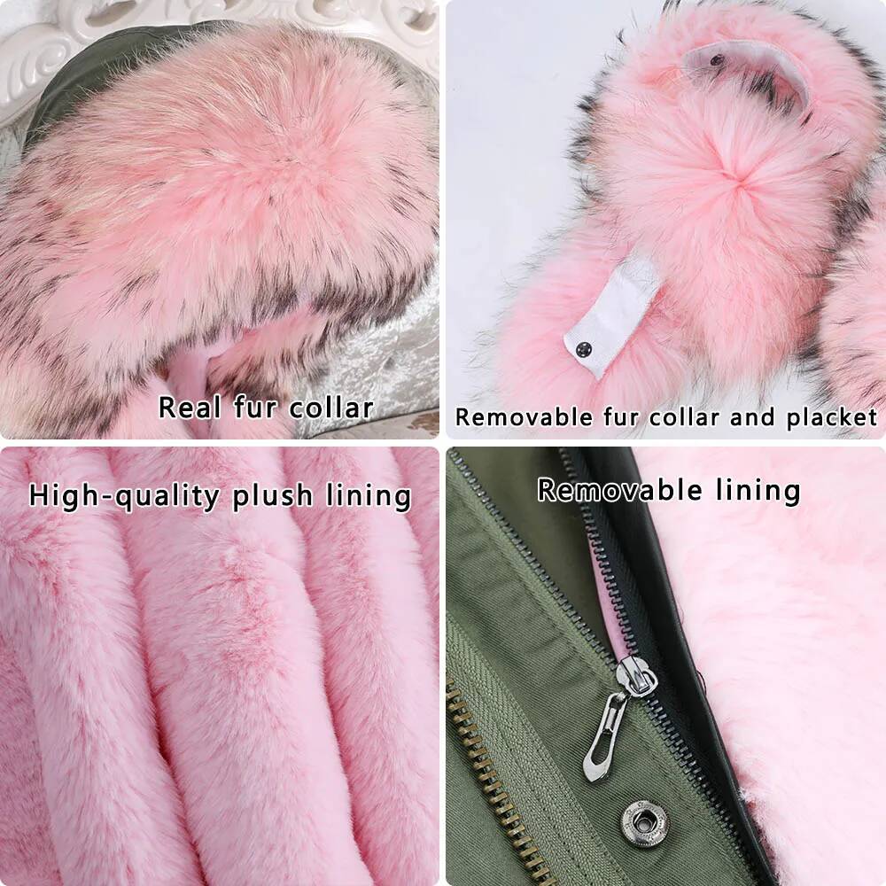 Maomaokong 2024 parka Winter Jacket With fox fur Women Parkas Real Coat Natural Raccoon Fur Collar Hooded Warm