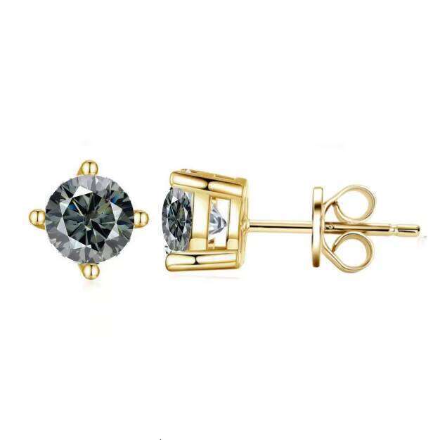 0.5-3ct D Color Fashion Round Earring Moissanite Stud Earrings for Women