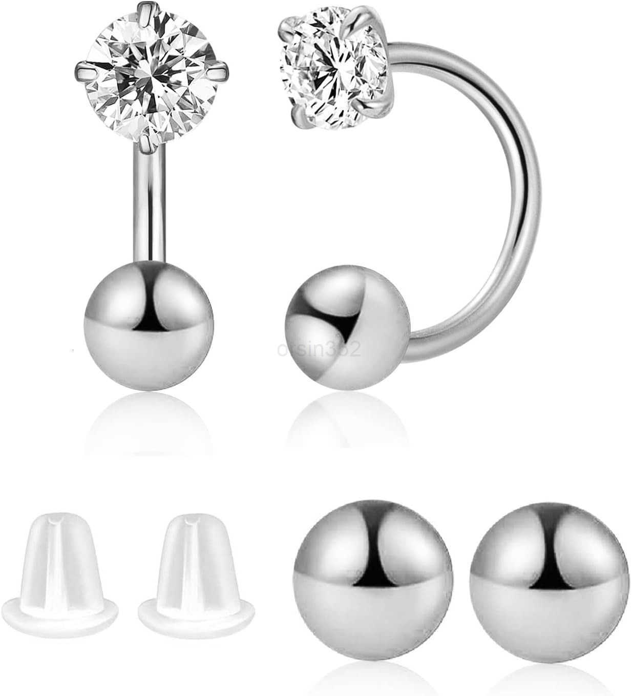 8mm Small Half Hoop Huggie Earrings for Women Teen Girls with Ball Screw Back 3mm CZ Open Hoop Earrings Cartilage Helix Piercing Ball Screw BacksW2509