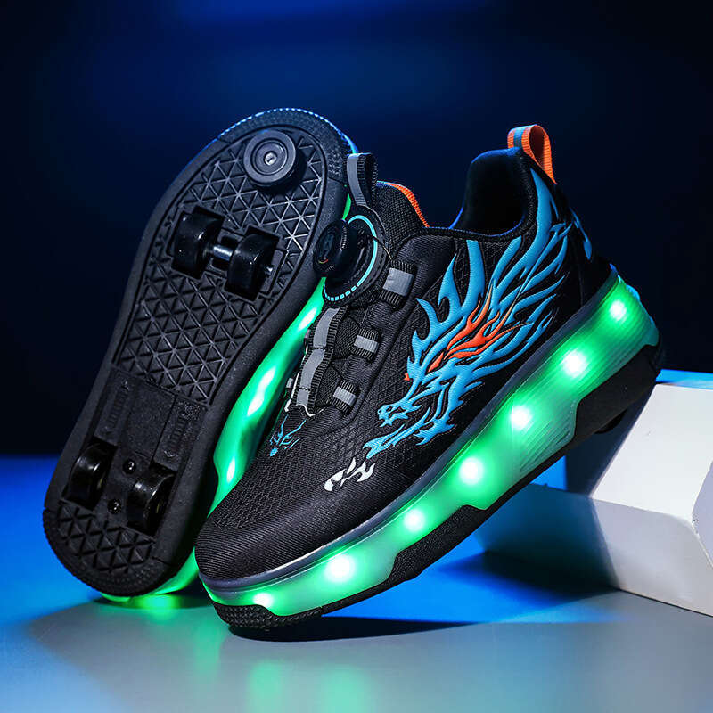 New Style Roller Free shipping new Small Four-Wheel Sports Skates Boys' Light-Up Shoes Flying