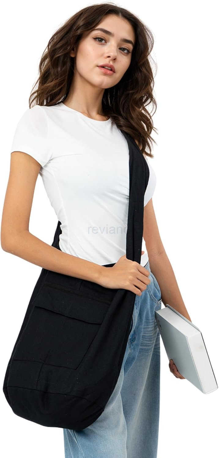 Crossbody Bag for Women Handmade Cotton Sling Bag Lightweight Unisex Travel Purse with ZipperW250911