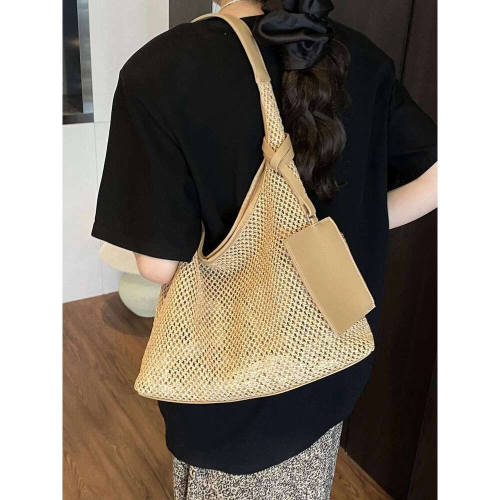 Designer Bag Large Capaci Commuter St Woven Tote Women's Summer New Single Oulder Vaion Beach Holiday Entanglement Bag