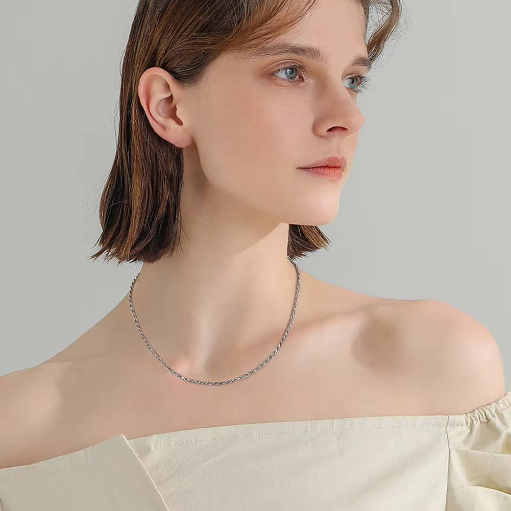 Custom Hiphop Rope Chain 1233mm Solid 925 Sterling Silver 18k Gold Plated Cuban Link Twisted Necklace Wholesale for Women Men