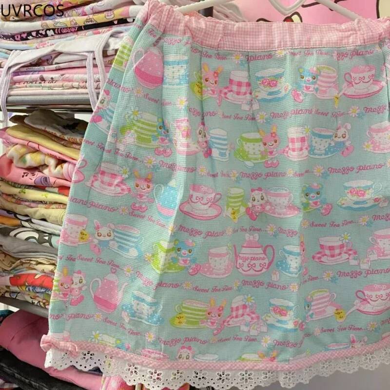 Sweet Lolita Style Cake Mini Japan Women Kawaii Cartoon Embroidery Bow Pleated Skirts Y2k Short Fairy Skirt Faldas Mujer dongdumaoyi