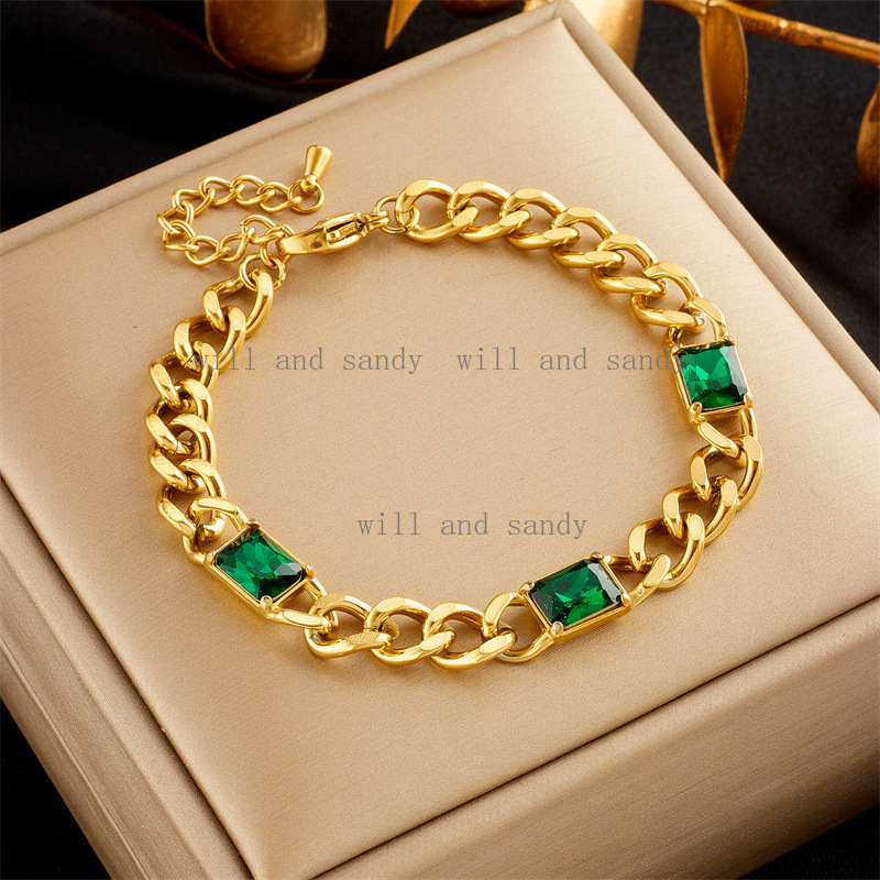 Crystal Zirconia 18k Gold Wristband Bracelets for Wmen Designer Jewelry Charm Cuban Chain Square Heart Butterlfy Beads Stack Bracelets Bangle Cuff Fin