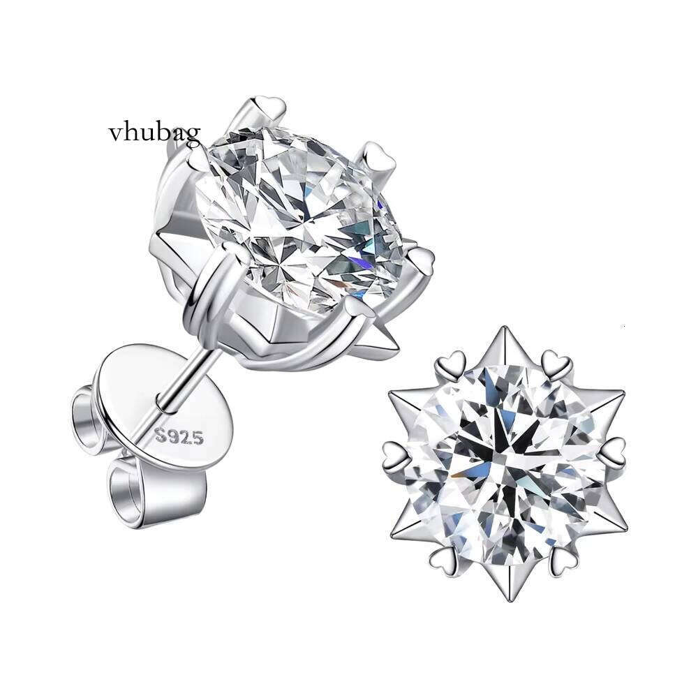 Sterling Sier Snowflake Earrings with Lab Grown Moissanite Hexagram Simple Elegant Temperament Jewelry