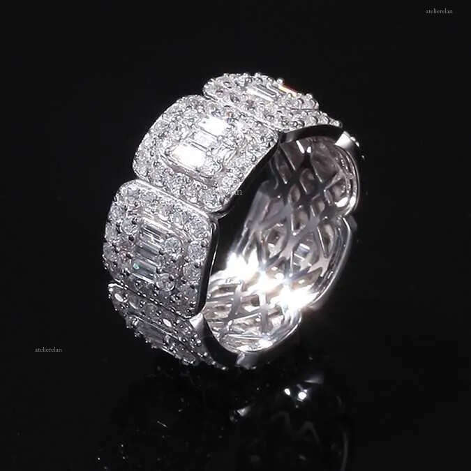 Aaa Gems Mens Baguette Dia Band Ring Real Vvs Wedding Iced Out Moissanite