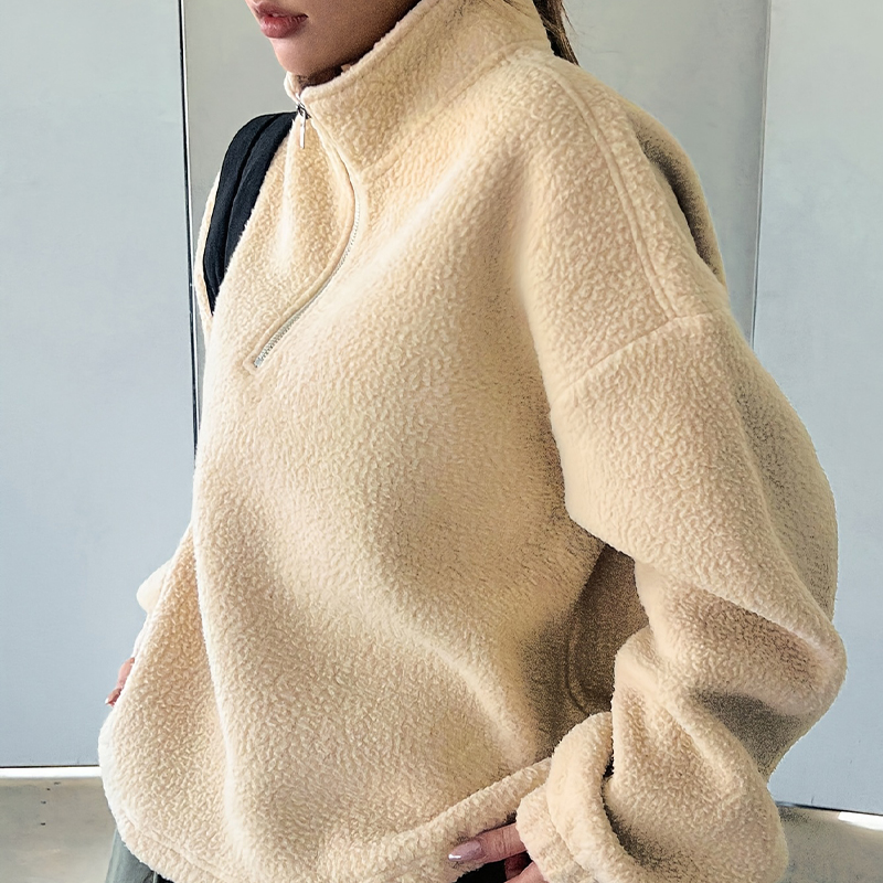Girls' Soft & Cozy Wool Blend Lambskin Fluffiness - High-Collar Winter Outerwear