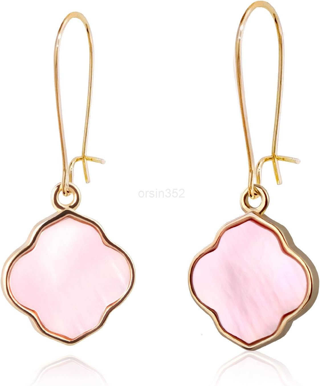 Earrings for Women14K Gold Drops Dangle Pendant Natural Stone Natural shell of Pearl Earrings Handmade Premium Quality Jewelry are the Gift for MomWif