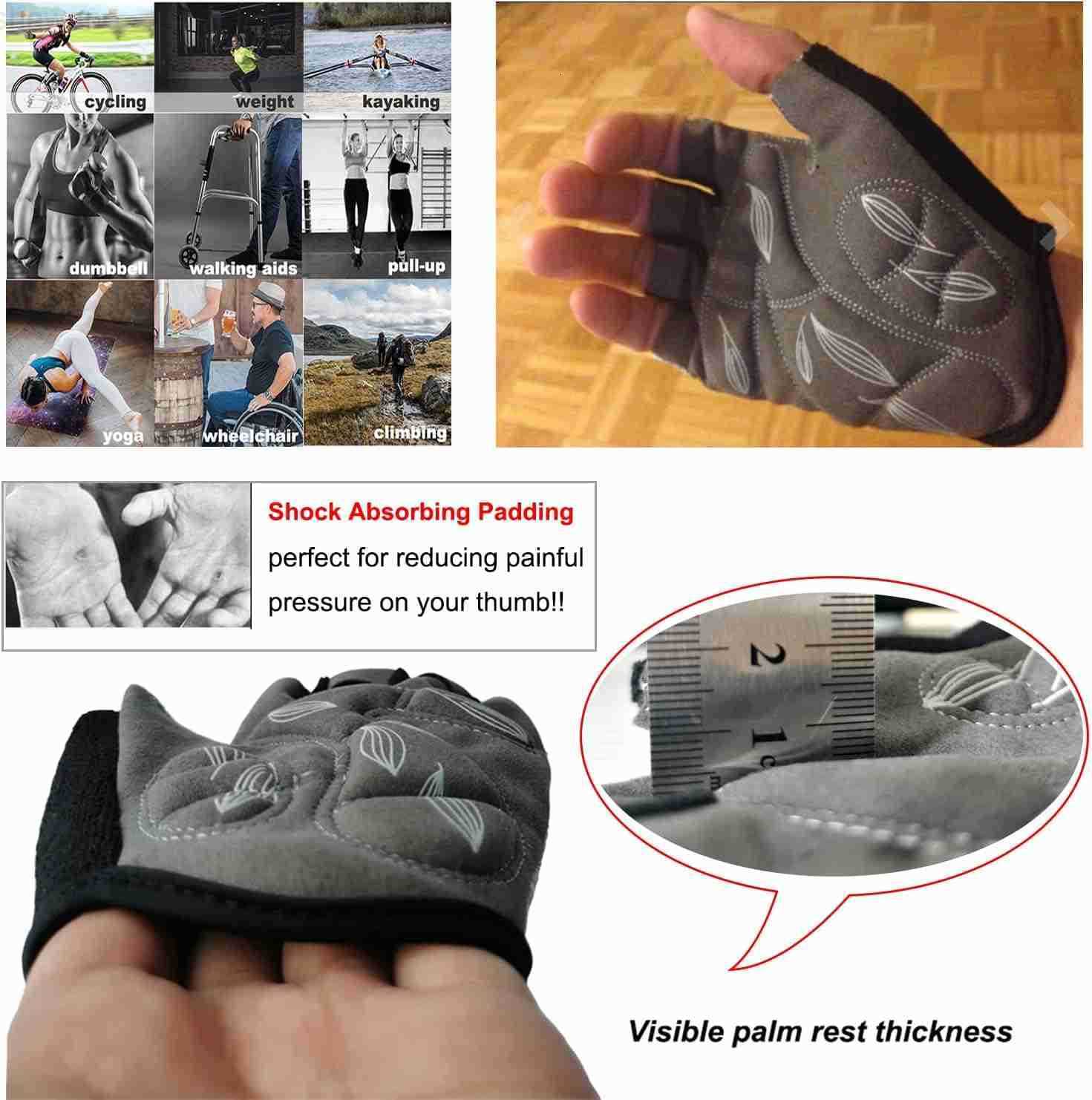 Cycling Gloves for Men Women 5MM AntiSlip ShockAbsorbing Gel Pad Lightweight Breathable Half Finger Design for Mountain Cycling Gym Motorcycle Outdoor