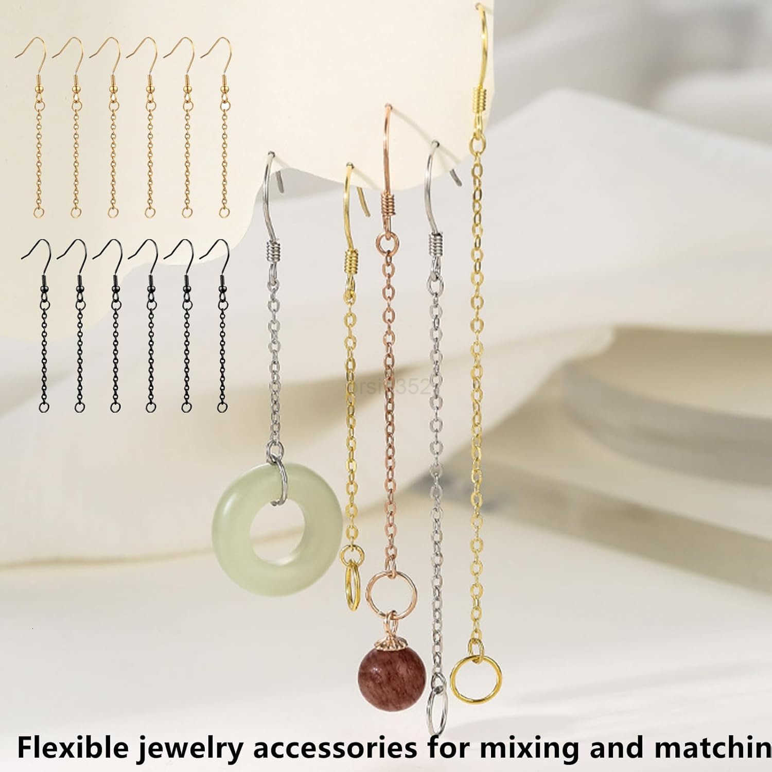 20 Pcs Earrings Beading Hoop for Jewelry Making Jewelry Findings Hoops Adjustable Chain Extender Earring Charms Extension Chains for DIY Craft Earring