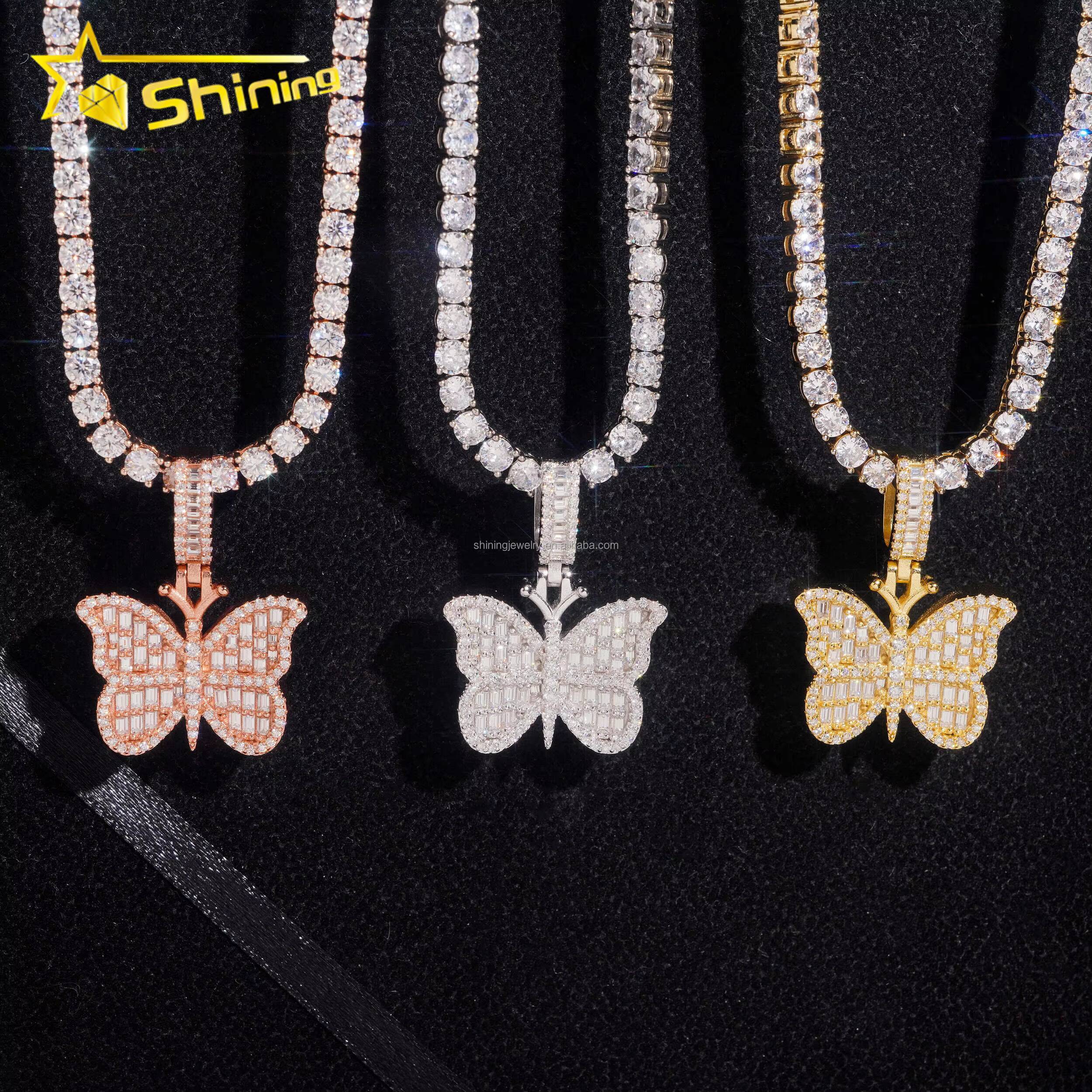 Bulk Stock Elegant Female Cute Style Hot Sale Stylish GRA Certificate VVS1 Moissanite Diamond S925 Silver Butterfly Pendant