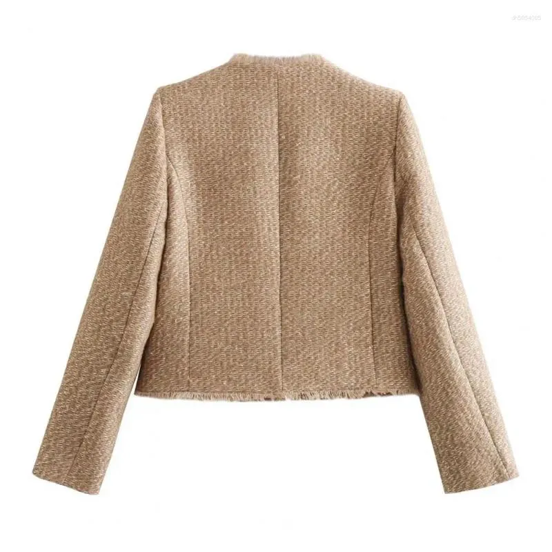Women's Jackets Women Top With Gold Button Closure Tweed Elegent Slim Fit Stylish Pockets For Business Spring