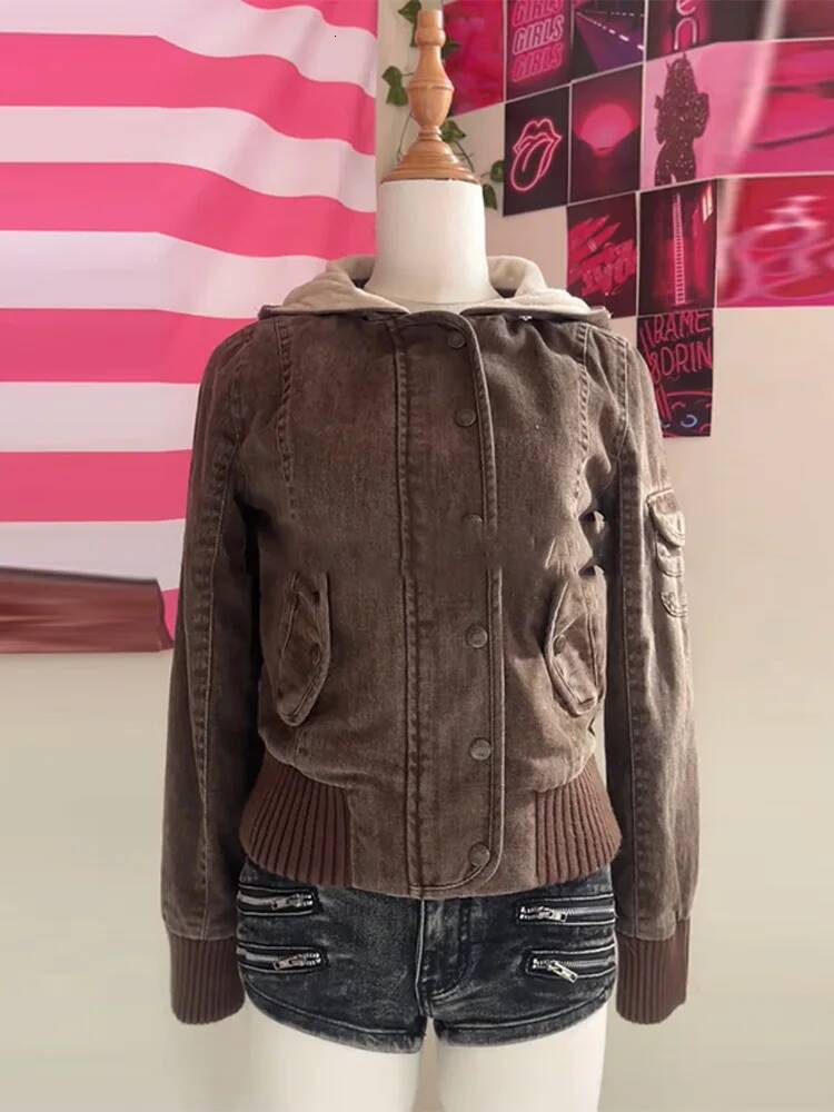 Elegant Fur Patchwork Hooded Coat Women Chic Thicken Zipper Pocket Button Female Jacket 2025 Autumn Winter Lady Streetwear
