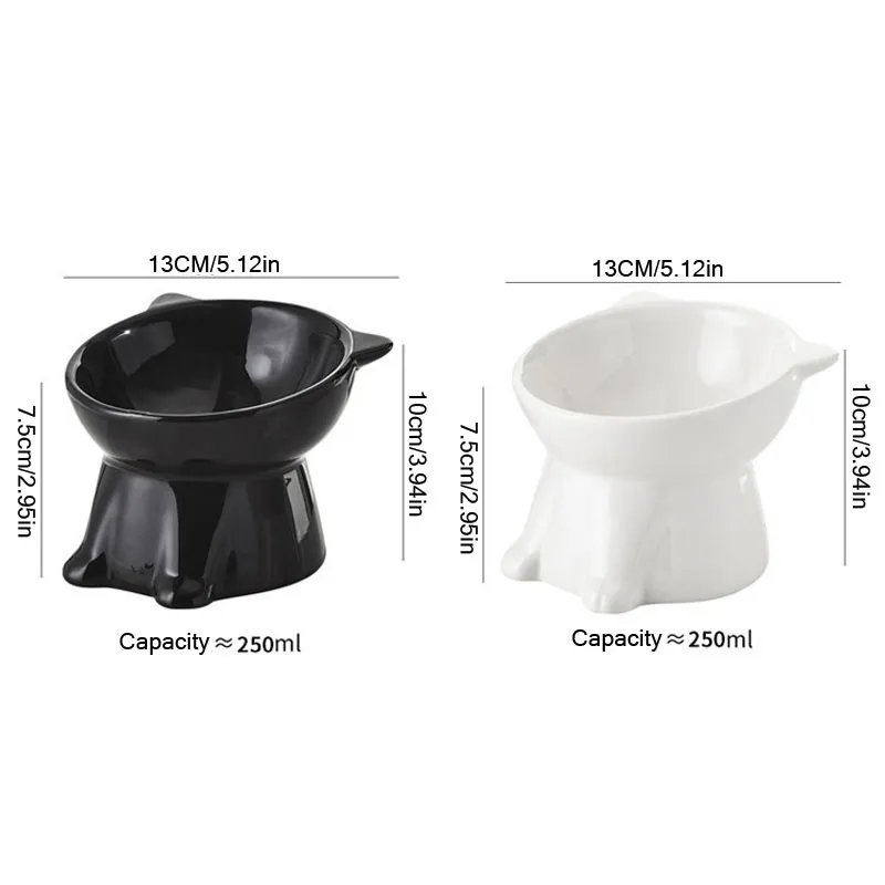 Cat Bowl Large Capacity Pet Bowl Cat Food Bowl Neck Guard Kitten Diagonal Pet Bowl