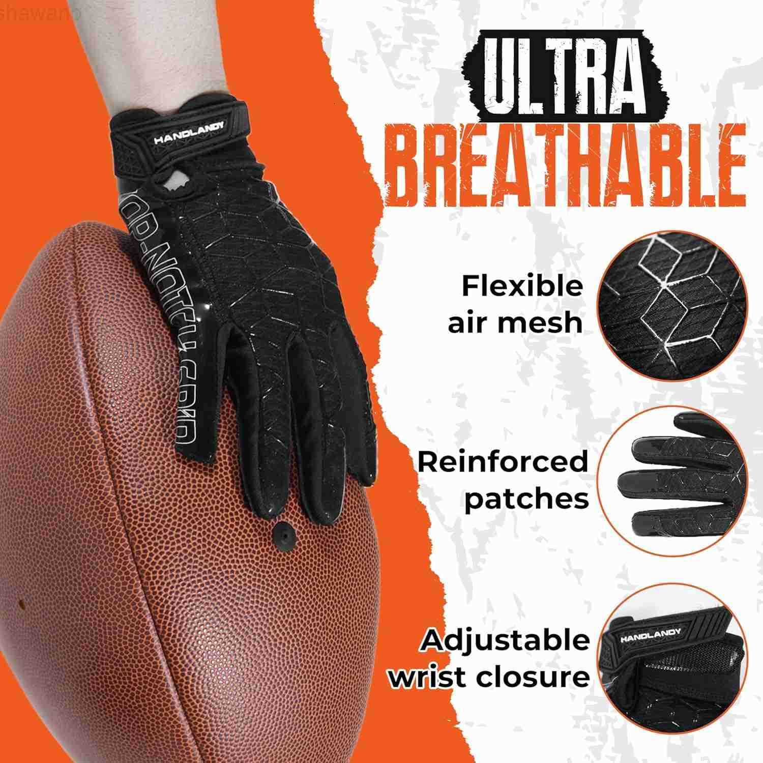 Youth Football Gloves Sticky Ultra Stick Silicone Grip Receiver Glove Breathable Stretch Kids Football GlovesGreat Gift Boys GirlsW250911