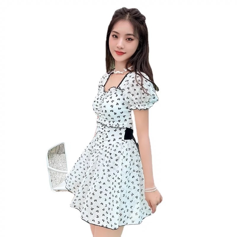 New Swimsuit for Women, Conservative and High-End Feel, Plus Size, Two-Piece Floral Skirt Style, Slimming, Tummy Covering, Vacation Hot Spring Swimwea