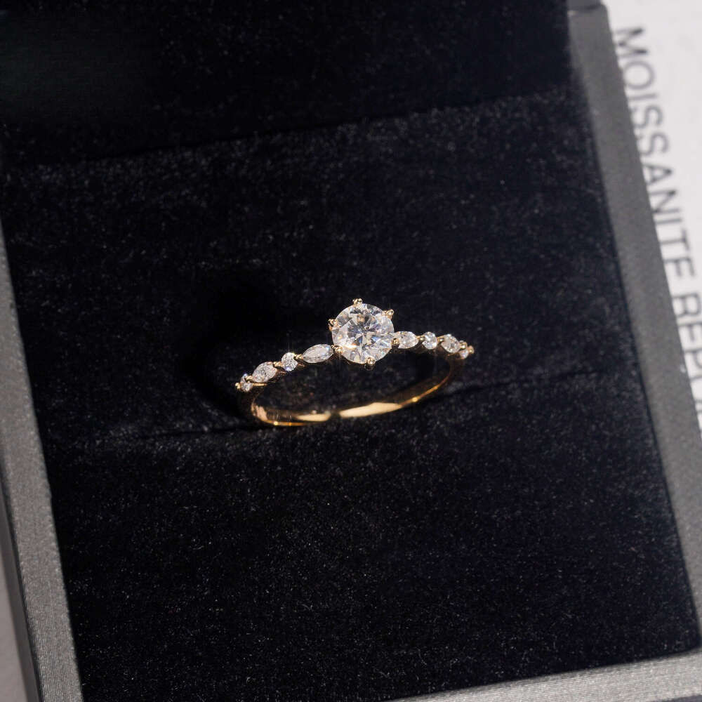 Fine Jewelry 0.54ct 14k Solid Gold Womens GRA Certified Engagement Moissanite Dia Wedding Rings