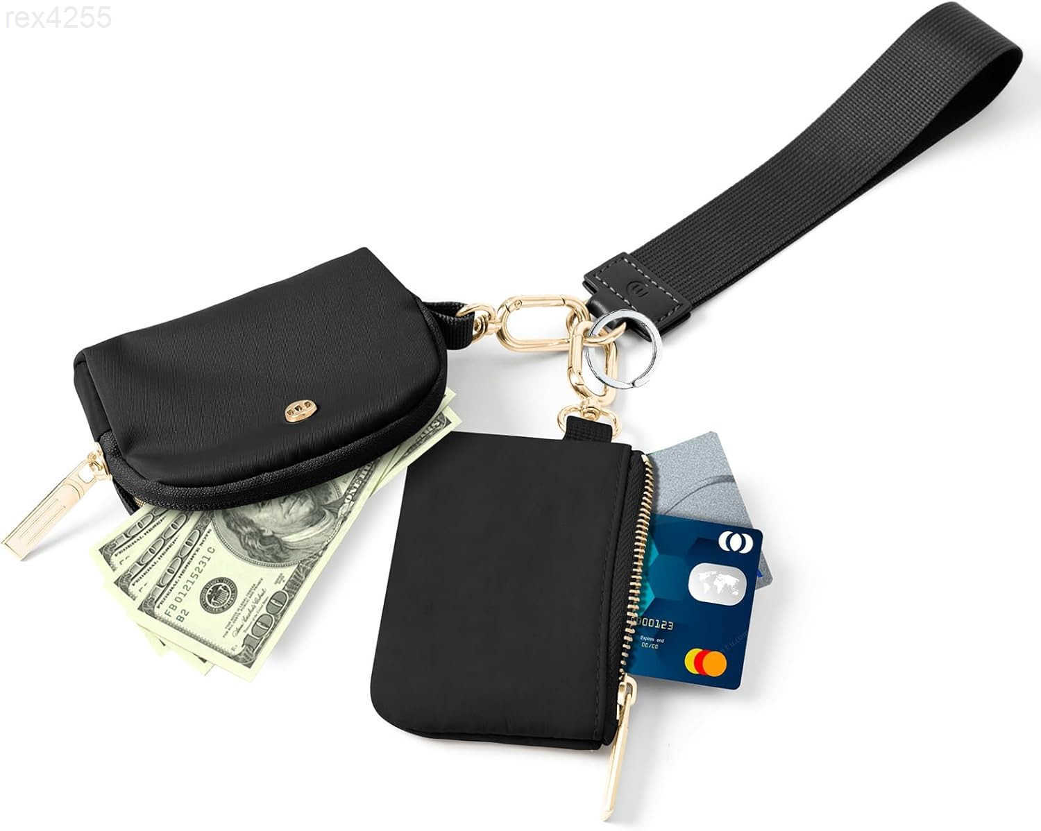 Keychain Wallet Mini Zip Around Wristlet Wallets for Women Detachable Dual Pouch Wristlet Portable Coin Purse Small WalletsW250911