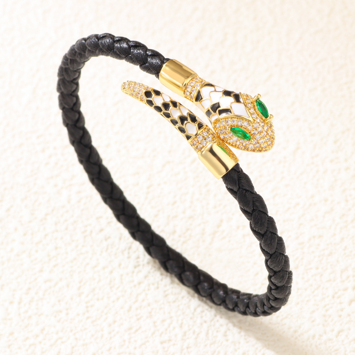 Luxury Brand Designer Jewelry European And American Hot-Selling New Product Bracelet Woven Open Bracelet Fashion Exquisite Snake-Shaped Retro Rhinesto