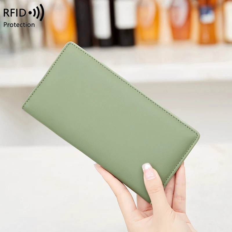 RFID Blocking UltraThin Wallet for Women MultiCard Check Credit Card Bag Multifunctional Zipper Buckle Long Fashion wallet250906