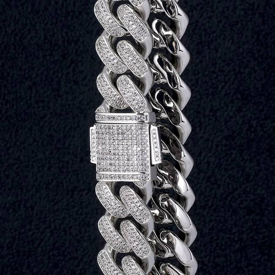 Wholesale Price 18mm CZ Diamond Miami Chain Bracelet Hip Hop Cuban Men Boy Jewelry 14k Gold Plated Iced Out Cuban Link Bracelet