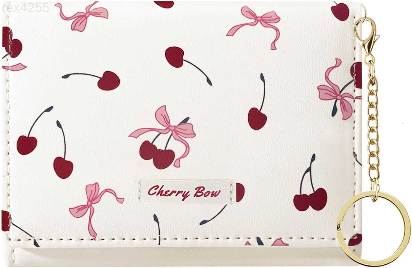 Fashion Cute Coquette Bow Wallet with Keychain Aesthetic Card Holder ID Window for Women Girls PINKW250911