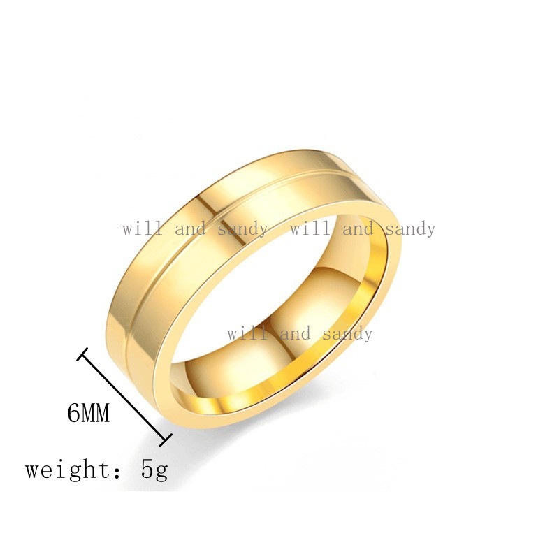 Stainless Steel Diamond Wedding Promise Ring Band Gold Cubic Zirconia Groove rings for Women Men couple rings Fashion Designer Jewelry Will and Sandy