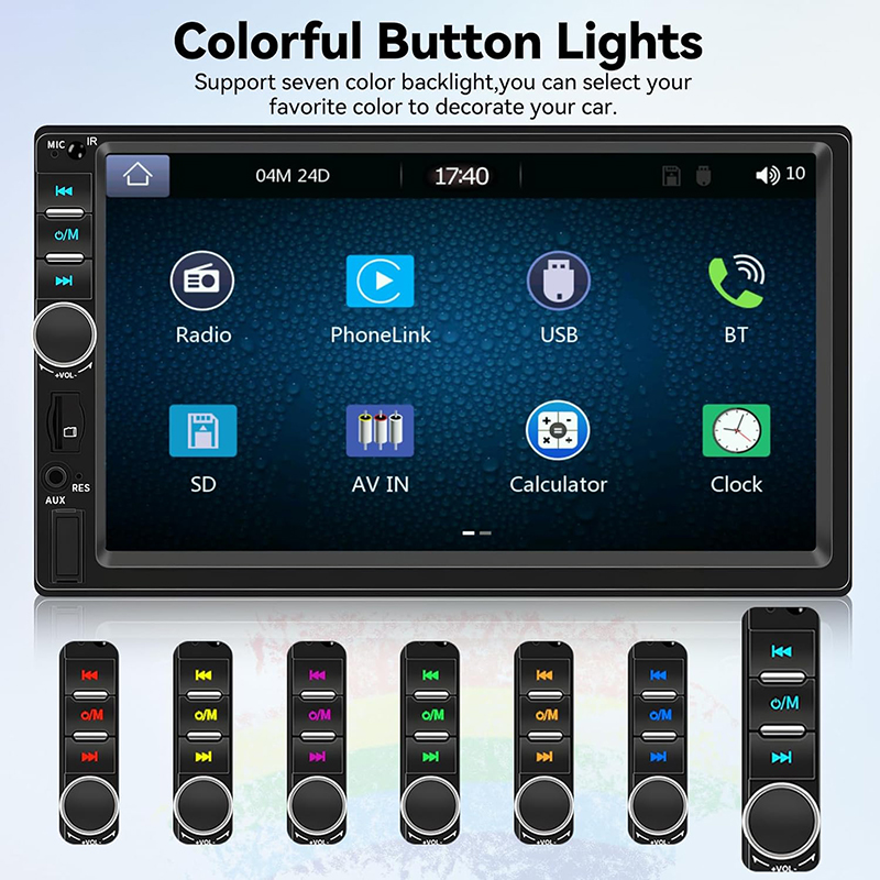 Car Radio Bluetooth 2 Din Carplay Handsfree RDS Mirror Link Stereo HD MP5 Player USB TF Android Auto Touch Screen Auto Audio