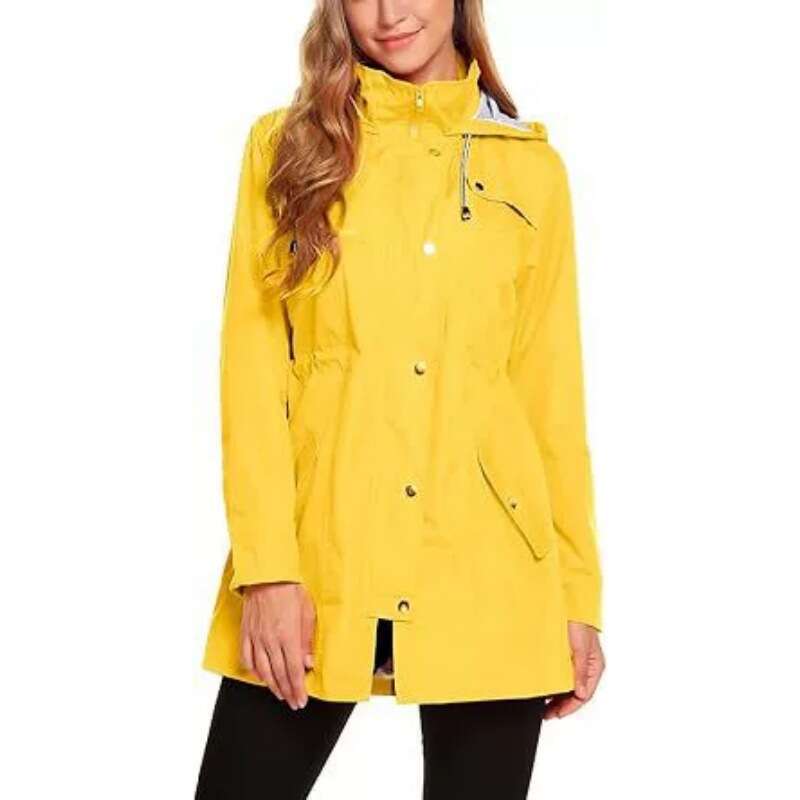 Hot Selling Windproof Waterproof Raincoat Hooded Zipper Jacket Mid-Length Trench Coat Outerwear