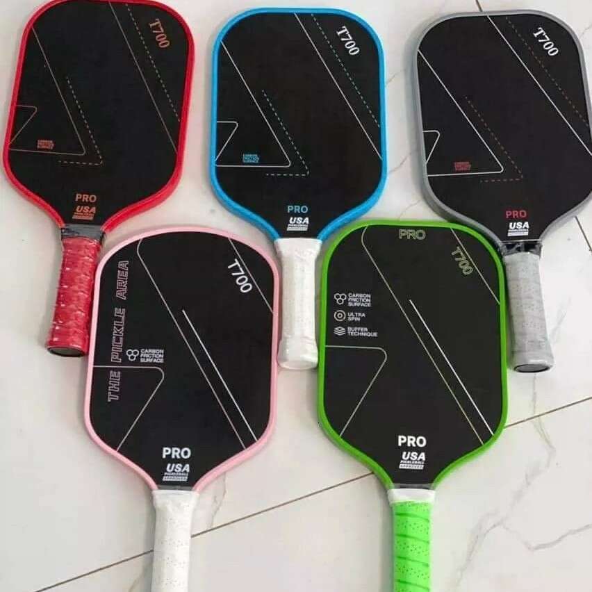 T700 Thermoformed Unibody Raw Carbon Fiber Pickleball Paddle Spin Textured Surface Ergonomic Grip with Foam Edge USAPA Approved