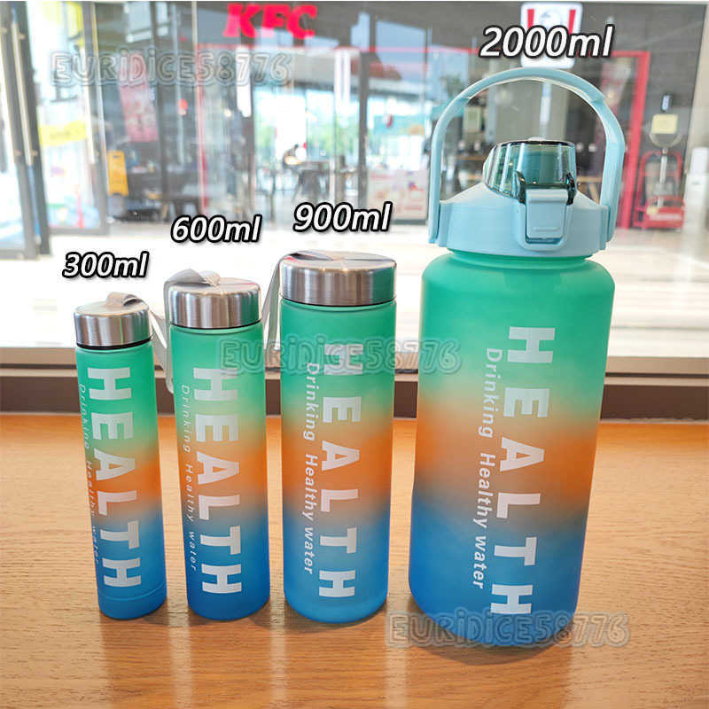 Fourpiece Set Frosted Gradient Celebrity Space Cup Plastic Straw Water Cup Large Capacity Handheld Outdoor Sports Water Bottle H250911