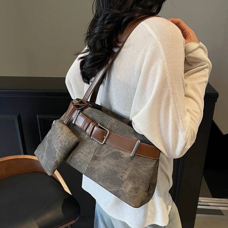 Women s Shoulder Bag Y K Fashion Spicy Girl Women s Underarm Bag PU Leather Fashion Handbag Versatile Commuter Bag Casual Retro Style Designer Bag