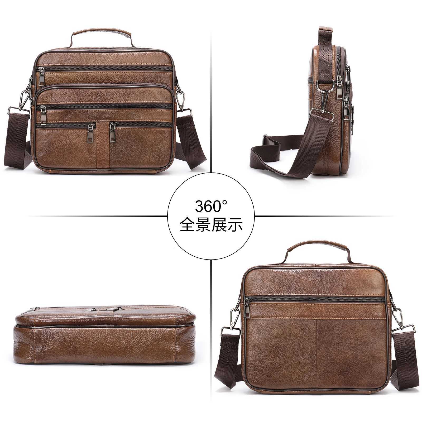 Genuine Leather Shoulder Bag for Men Black Cowhide Leather Handbag for Men Business Office Messenger Bag Male Crossbody Bag Z250906