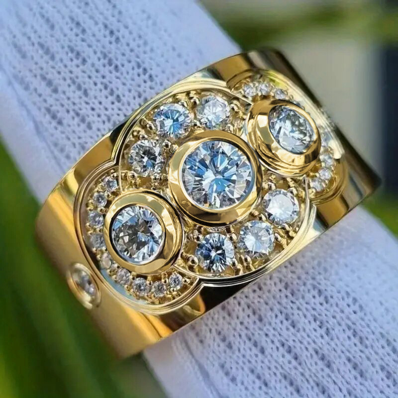 2025 Choucong Handmade Wedding Rings Vintage Jewelry 18k Gold Fill Round Cut 5A Cubic Zircon CZ Diamond Gemstones Party Women Court Women Engagement B