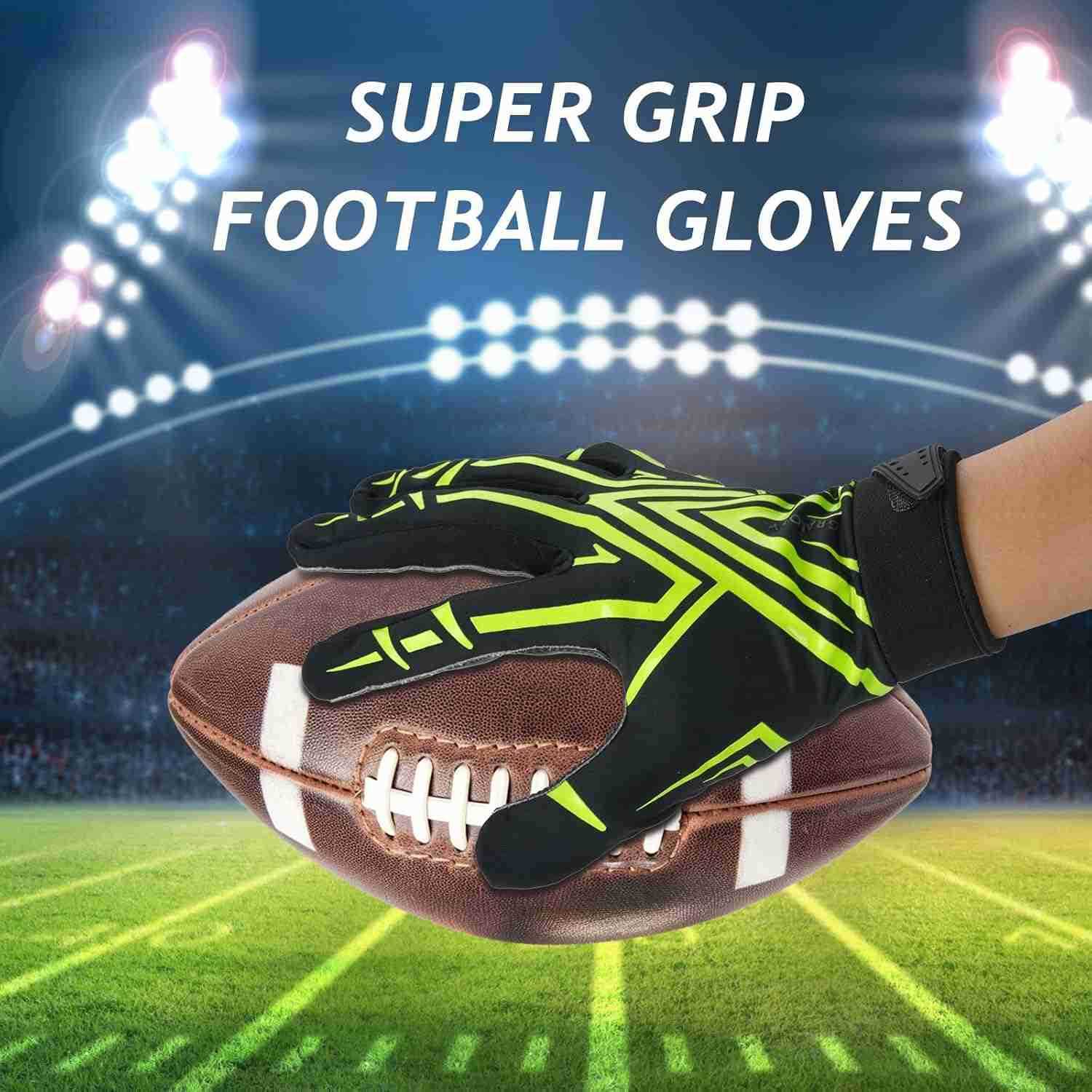 Football Gloves Men Women Boys Youth Football Gloves Ultra Sticky Silicone Palm Tacky Grip Gloves Youth Adult Enhanced Performance Receiver GloveW2509