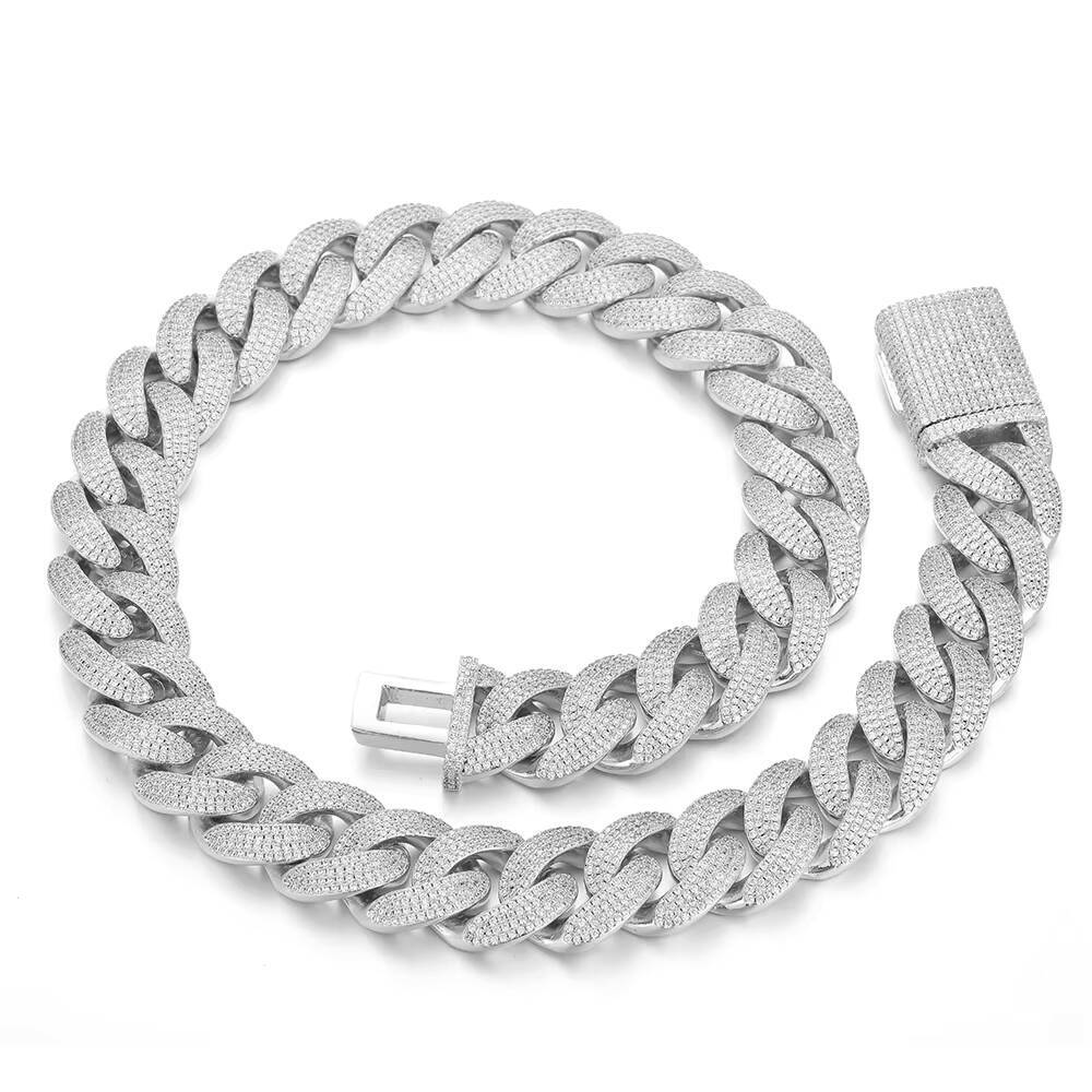 NUOYA Luxury Micro Pave Diamond Cuban Link Chain 20MM Bling Cubic Zirconia Full Iced Out Cuban Necklace Hip Hop Jewelry