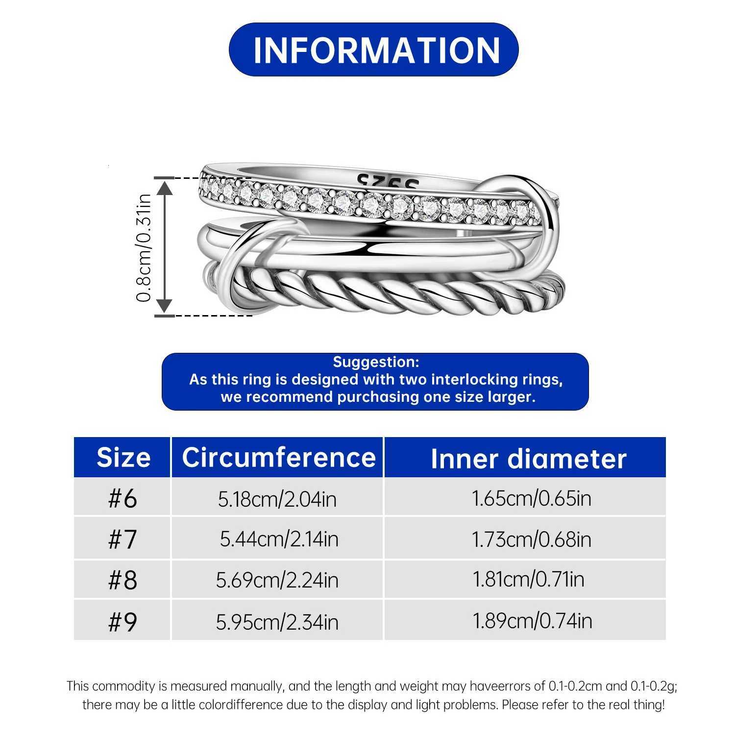 CYCUFF 925 Sterling Silver Designed Simple Fashion 3Ring Rings Closed Ring for Women Birthday Party Jewelry Gift Ring Comfort W250911