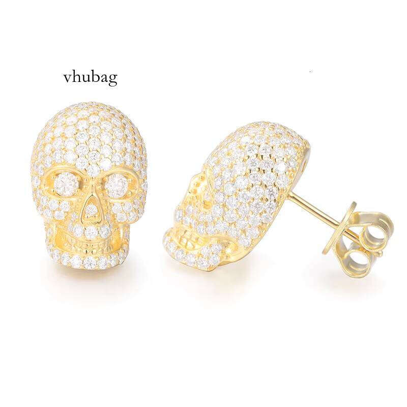 Fashion Skull S Sterling Sier Moissanite Stud Earrings Screw Back GRA Certificated Can Dia Test Jewelry